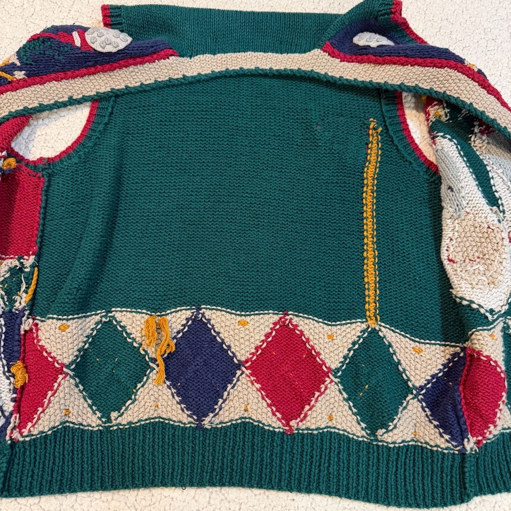 Vintage BellePointe Golf-Themed Knit Sweater Vest – Size‎ M - Picture 8 of 12